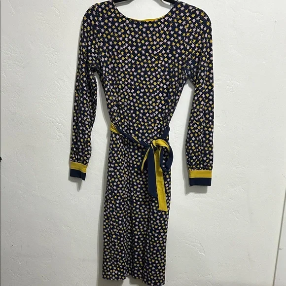 Boden Navy and Yellow Star Long Sleeve Dress - Picture 2 of 5